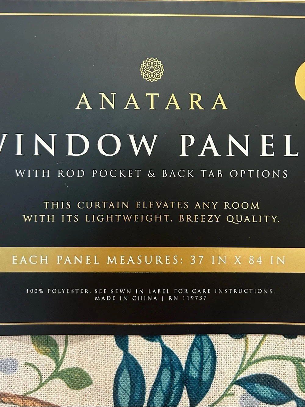 Anatara 2 pc Window Panel Curtains Floral & Birds 37
